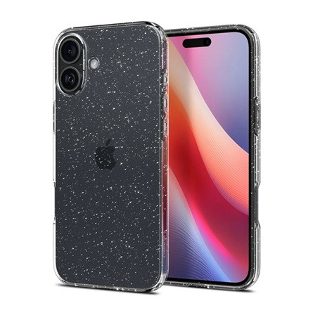 Spigen iPhone 16 5G SPIGEN LIQUID CRYSTAL GLITTER szilikon telefonvédő ütésállóság, csillámporos, ÁTLÁTSZÓ