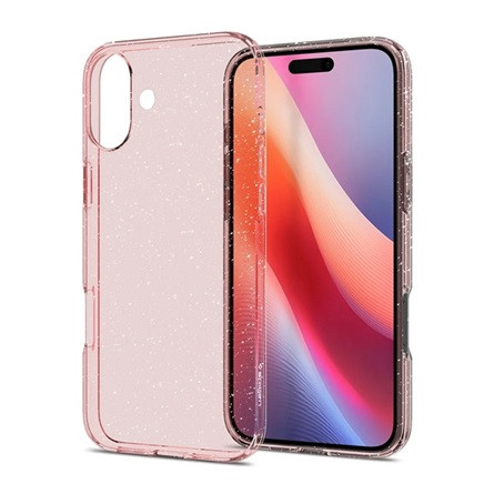 Spigen iPhone 16 5G SPIGEN LIQUID CRYSTAL GLITTER szilikon telefonvédő ütésállóság, csillámporos, RÓZSASZÍN