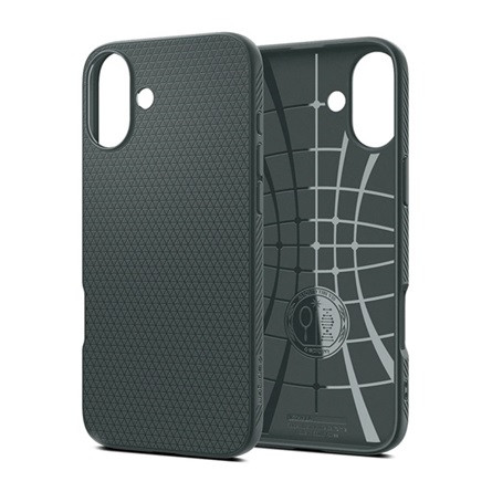 Spigen iPhone 16 5G SPIGEN LIQUID AIR szilikon telefonvédő ütésállóság, rombusz, SÖTÉTZÖLD