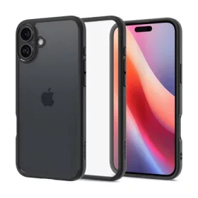   Spigen iPhone 16 5G SPIGEN ULTRA HYBRID műanyag telefonvédő ütésállóság, légpárnás keret, ÁTLÁTSZÓ/FEKETE