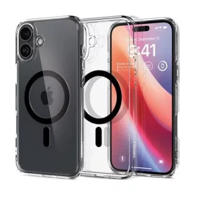   Spigen iPhone 16 5G SPIGEN ULTRA HYBRID MAG műanyag telefonvédő ütésállóság, MagSafe, FEKETE