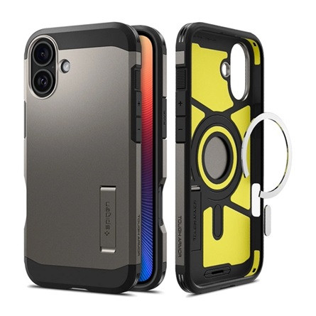 Spigen iPhone 16 5G SPIGEN TOUGH ARMOR MAG műanyag telefonvédő ütésállóság, MagSafe, SÖTÉTSZÜRKE