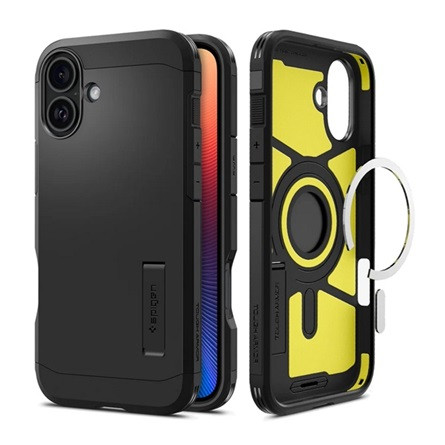 Spigen iPhone 16 5G SPIGEN TOUGH ARMOR MAG műanyag telefonvédő ütésállóság, MagSafe, FEKETE