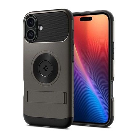Spigen iPhone 16 5G SPIGEN SLIM ARMOR MAG szilikon telefonvédő műanyag hátlap, MagSafe, SÖTÉTSZÜRKE