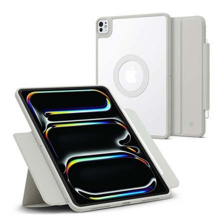 Spigen IPAD Pro 11 (2024) SPIGEN AIR SKIN PRO ONETAP tok álló, ECO bőr hatású aktív FLIP, mágneses, SZÜRKE