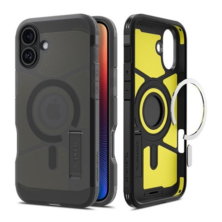 Spigen iPhone 16 SPIGEN TOUGH ARMOR MAG műanyag telefonvédő ütésállóság, kitámasztó, FEKETE