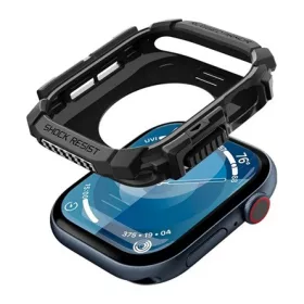   Spigen Apple Watch Series 10 42mm SPIGEN RUGGED ARMOR pótszíj egyedi méret, szilikon + szilikon keret, FEKETE