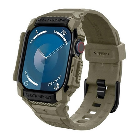 Spigen Apple Watch Series 10 46mm SPIGEN RUGGED ARMOR PRO pótszíj egyedi méret, ütésállóság + szilikon keret, SÖTÉTZÖLD