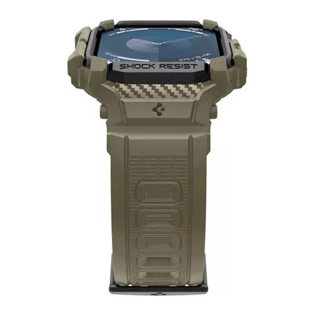 Spigen Apple Watch Series 10 46mm SPIGEN RUGGED ARMOR PRO pótszíj egyedi méret, ütésállóság + szilikon keret, SÖTÉTZÖLD