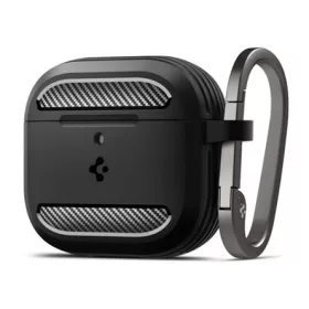   SPIGEN RUGGED ARMOR szilikon tok ütésállóság, karbon minta, FEKETE Apple AirPods 4