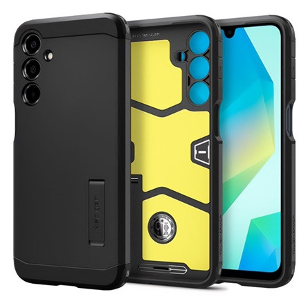 Spigen Samsung A16 5G SPIGEN TOUGH ARMOR szilikon telefonvédő ütésállóság, kitámasztó, FEKETE