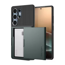   Spigen Samsung S25 Ultra SPIGEN SLIM ARMOR CS szilikon telefonvédő műanyag hátlap, légpárnás sarok, SÖTÉTZÖLD