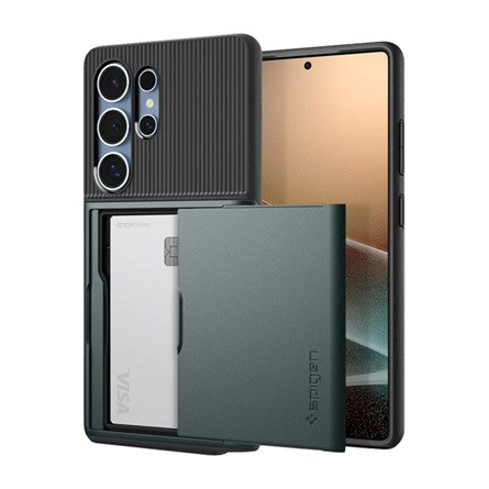 Spigen Samsung S25 Ultra SPIGEN SLIM ARMOR CS szilikon telefonvédő műanyag hátlap, légpárnás sarok, SÖTÉTZÖLD