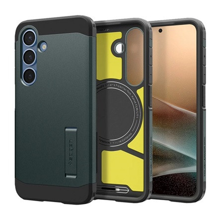 Spigen Samsung S25 SPIGEN TOUGH ARMOR MAG műanyag telefonvédő ütésállóság, MagSafe, SÖTÉTZÖLD