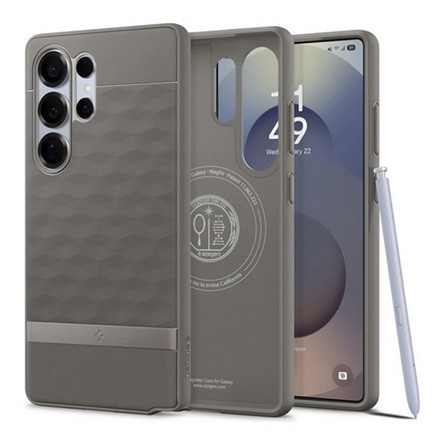 Spigen Samsung S25 Ultra SPIGEN PARALLAX szilikon telefonvédő ütésállóság, 3D rombusz, VILÁGOSSZÜRKE