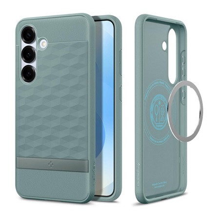 SPIGEN Samsung S25 SPIGEN PARALLAX szilikon telefonvédő ütésállóság, 3D rombusz, ZSÁLYAZÖLD
