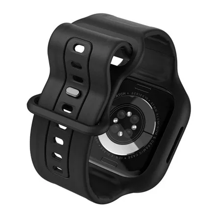SPIGEN Apple Watch Series 10 46mm SPIGEN VAULT PRO pótszíj egyedi méret, ütésállóság + szilikon keret, FEKETE