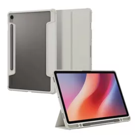   SPIGEN Samsung Tab S9 FE LTE SPIGEN ULTRA HYBRID PRO tok álló, bőr hatású FLIP, ceruza tartó, VILÁGOSSZÜRKE