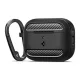 SPIGEN RUGGED ARMOR szilikon tok ütésállóság, karbon minta, FEKETE Apple AirPods Pro 3