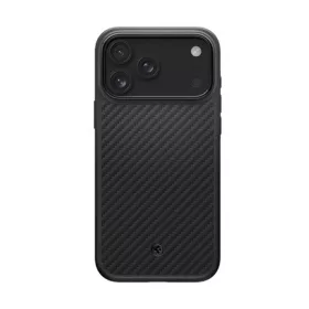   SPIGEN iPhone 17 Pro SPIGEN ENZO ARAMID telefonvédő Magsafe, karbon minta, FEKETE