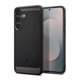  SPIGEN Samsung S25 FE SPIGEN RUGGED ARMOR szilikon telefonvédő ütésállóság, karbon minta, FEKETE