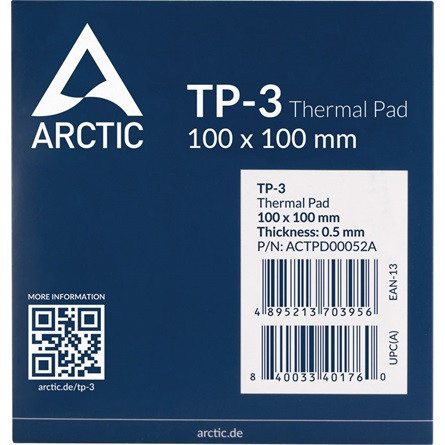 Arctic Cooling TP-3 100×100×0,5mm kék hővezető lap 31g