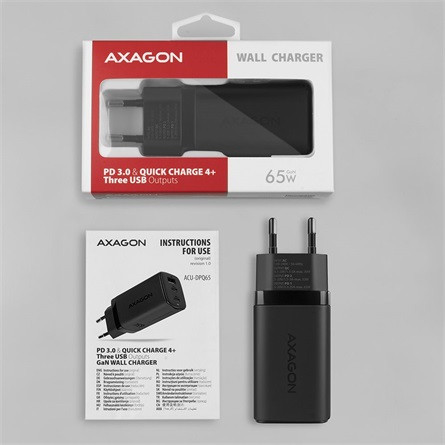 Axagon ACU-DPQ65 60W univerzális hálózati töltő adapter (QC4+)