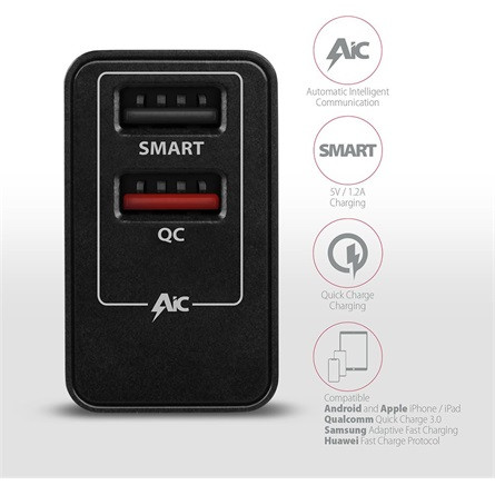 Axagon ACU-QS24 24W univerzális hálózati töltő adapter (QC3.0)