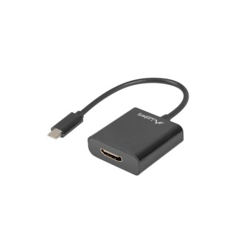 Lanberg USB-C (M) 3.1->HDMI (F) adapter kábel, 15 cm (DisplayPort alternatív mód), fekete