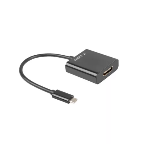 Lanberg USB-C (M) 3.1->HDMI (F) adapter kábel, 15 cm (DisplayPort alternatív mód), fekete