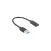 Lanberg USB-C (F) 3.1->USB-A (M) adapter kábel, 15 cm, fekete