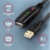 Axagon ADR-205 USB-A 2.0 -> USB-A 2.0 M/F aktív adatkábel hosszabbító 5m fekete