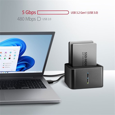 Axagon ADSA-D25 2.5" SATA3 USB3.0 dokkoló fekete