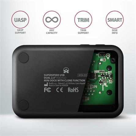 Axagon ADSA-D25 2.5" SATA3 USB3.0 dokkoló fekete