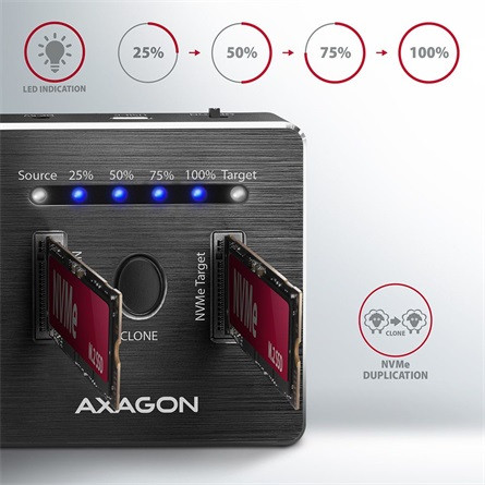 Axagon ADSA-M2C M.2 22110 PCIe NVMe USB3.2 Gen 2×1 C dokkoló szürke