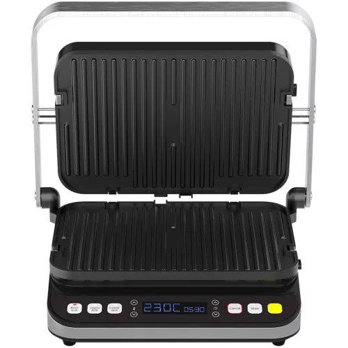 AENO ''Electric Grill EG1: 2000W, 3 heating modes - Upper Grill, Lower Grill, Both Grills  Defrost, Max opening angle -180°, Temperature regulation, Timer, Removable double-sided plates, Plate...