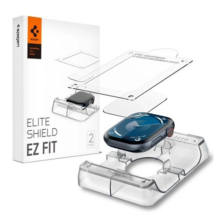 Spigen Apple Watch Series 10 46mm SPIGEN ELITE SHIELD EZ FIT kijelzővédő fólia 2db full screen, PET + segédkeret, ÁTLÁTSZÓ