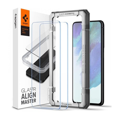 Spigen Samsung S21 FE SPIGEN ALM FC képernyővédő üveg 2db 2.5D, színkiemelés, ÁTLÁTSZÓ