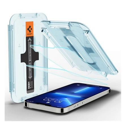 Spigen iPhone 14 SPIGEN EZ FIT képernyővédő üveg 2db 2.5D, 9H + segédkeret, ÁTLÁTSZÓ