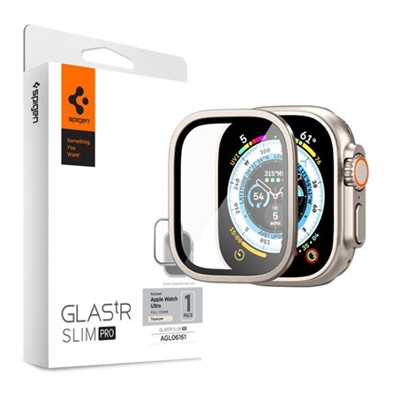 Spigen Apple Watch Ultra 2 49mm SPIGEN TR SLIM PRO kijelzővédő üveg fém keret, 9H, SZÜRKE