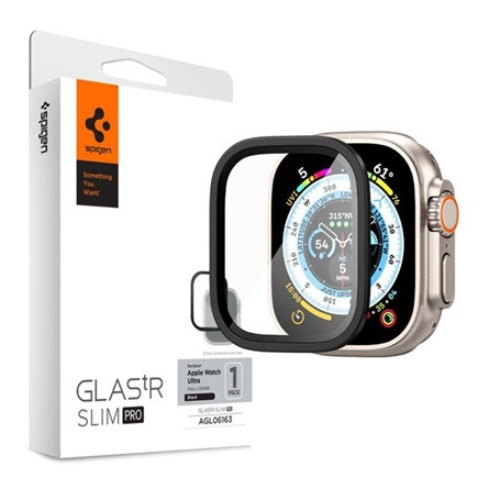 Spigen Apple Watch Ultra 2 49mm SPIGEN TR SLIM PRO kijelzővédő üveg fém keret, 9H, FEKETE