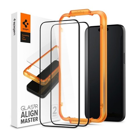 Spigen iPhone 15 Plus SPIGEN ALM FC képernyővédő üveg 2db 2.5D, színkiemelés, ÁTLÁTSZÓ
