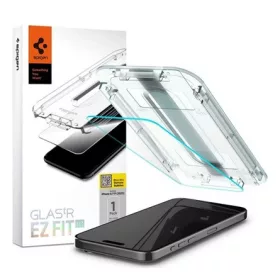   Spigen iPhone 15 Pro SPIGEN EZ FIT HD képernyővédő üveg 2.5D, 9H + segédkeret, ÁTLÁTSZÓ