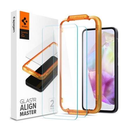 Spigen Samsung A55 5G SPIGEN ALM FC képernyővédő üveg 2db 2.5D, színkiemelés, ÁTLÁTSZÓ