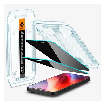 Spigen iPhone 16 Pro Max 5G SPIGEN EZ FIT képernyővédő üveg 2db 2.5D, 9H + segédkeret, ÁTLÁTSZÓ