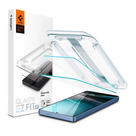 Spigen Samsung S25 Ultra SPIGEN EZ FIT HD képernyővédő üveg 2db 2.5D, 9H + segédkeret, ÁTLÁTSZÓ
