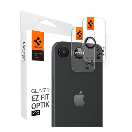 Spigen iPhone 16e SPIGEN OPTIK PRO kameravédő üveg 2db 9H, csak lencse, FEKETE