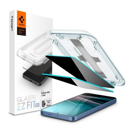 Spigen Samsung S24 SPIGEN EZ FIT HD képernyővédő üveg 2db 2.5D, 9H + segédkeret, ÁTLÁTSZÓ