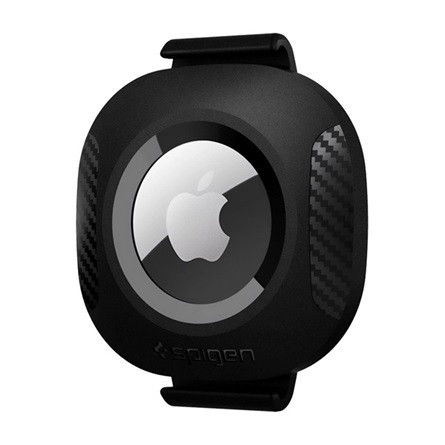 SPIGEN PET COLLAR szilikon tok hátizsák pántra, gumis rögzítés + védőfólia, FEKETE Apple AirTag
