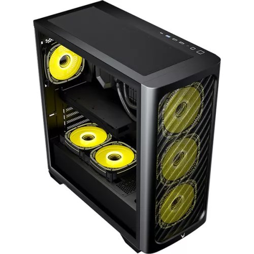 Formula Számítógépház - Air Mesh G3 Plus Black (fekete, ablakos, 6x12cm venti, mATX, 1xUSB3.0, 1xType-C)